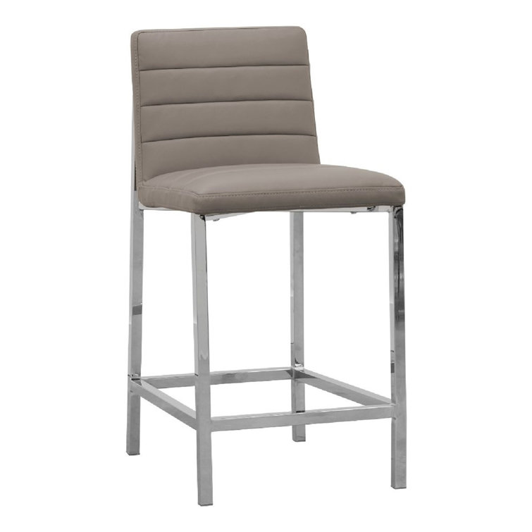 Haris 30 Inch Faux Leather Channel Barstool Chrome Legs Set Of 2